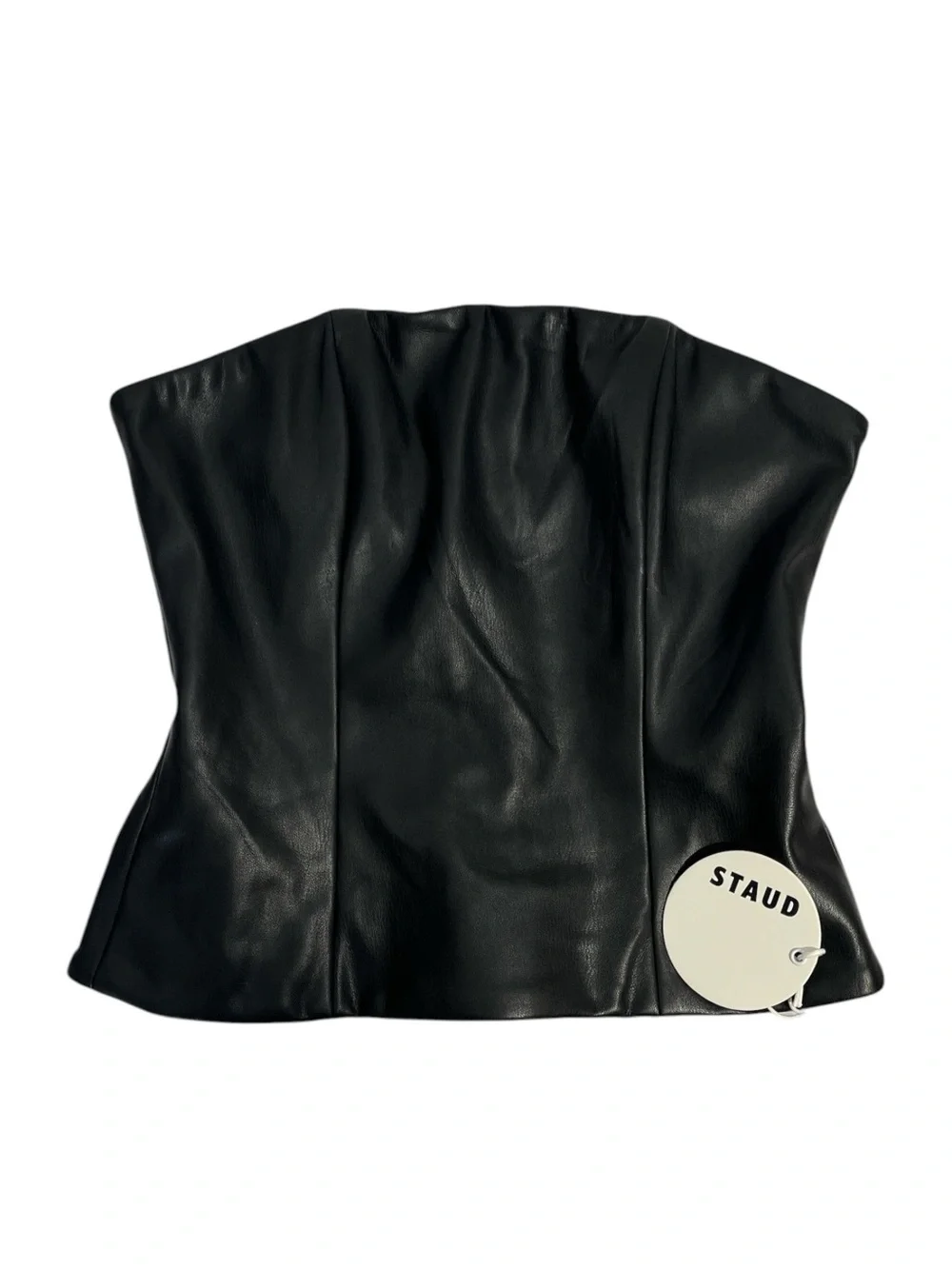 NWT Staud Tracing Top in Black Size 0 Faux Leather